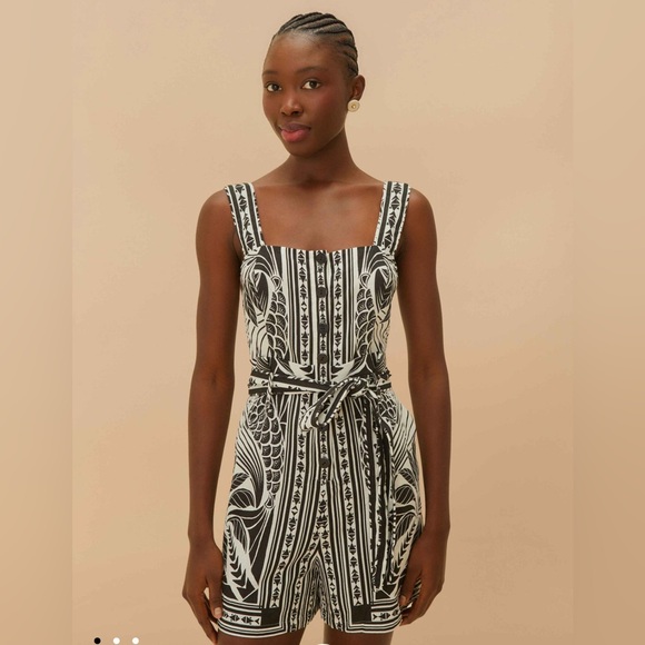 BNWT FARM RIO Black and White Patterned Jumpsuit - Picture 1 of 14